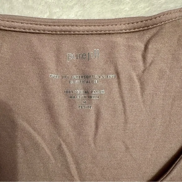 J Jill Pure Jill Rose Pink Supersoft 3/4 Sleeve Elliptical Tee Size Med Petite - Picture 2 of 4